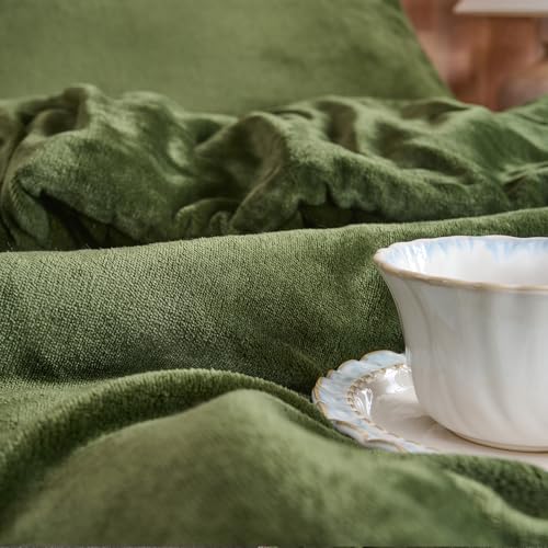 ست راحتی مخمل سبز جنگلی – سرویس خواب 3 تکه لحافی فوق العاده نرم
